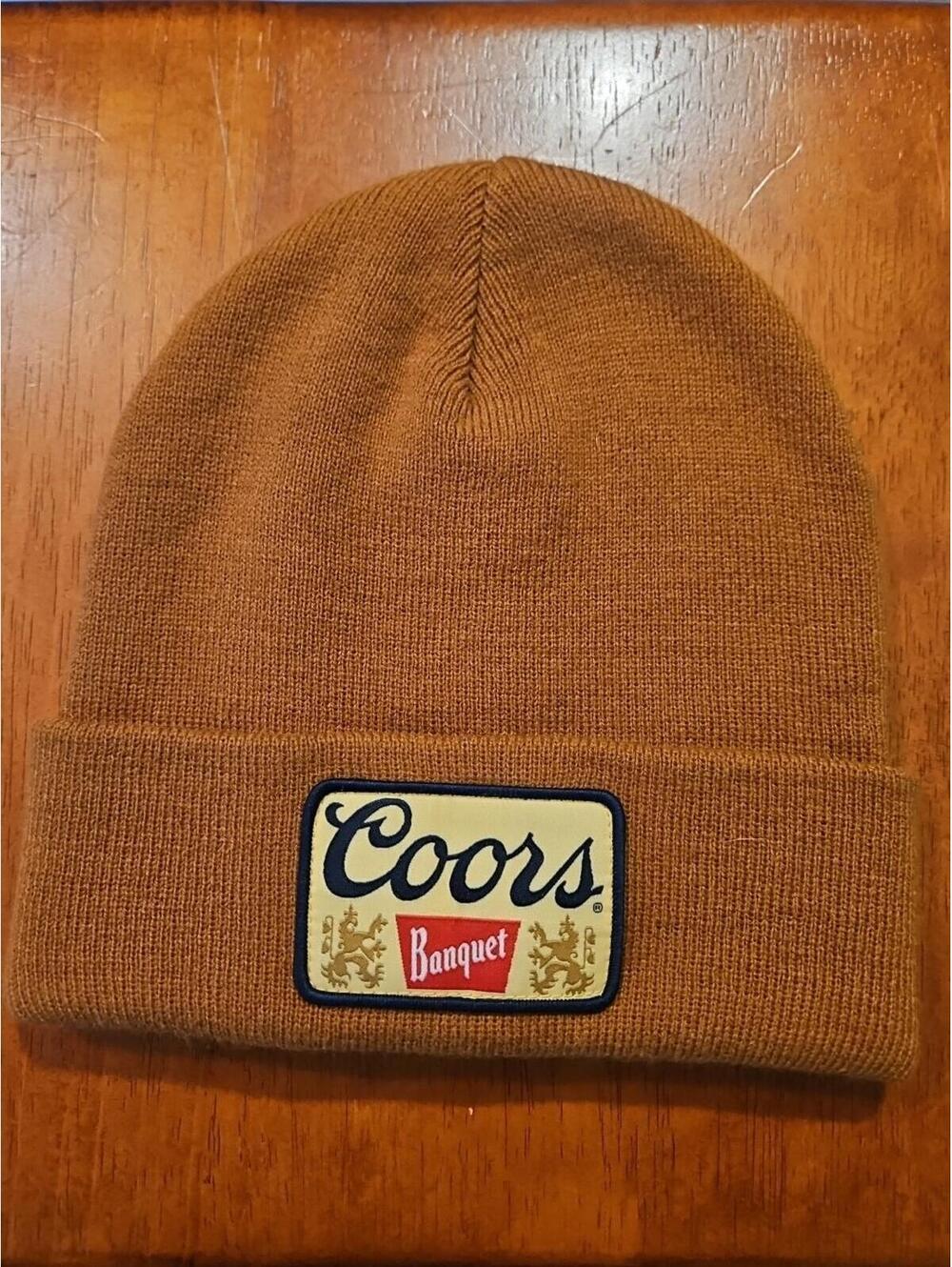 Coors Banquet Beer Brown Beanie Hat Adult One Size